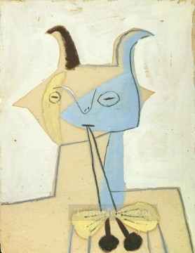  jaune pintura - Faune jaune et bleu jouant de la diaule 1946 Cubismo